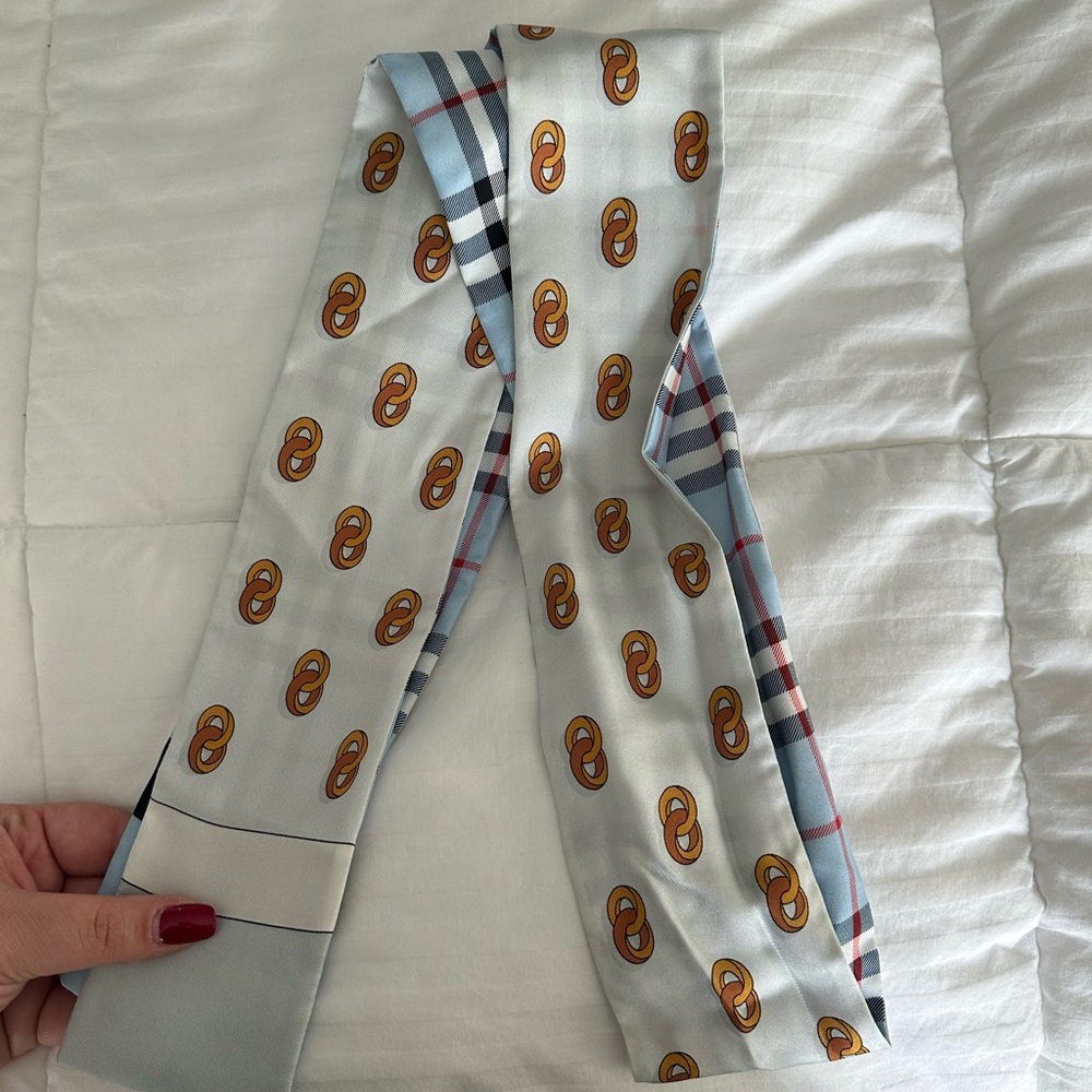 Burberry Light Blue reversible Patterned Scarf